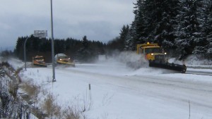 Mainroad Contracting snow plows in action  on Vancouver Island BC