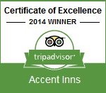 Accent Inn recieives tripadvisor certificate of excellence