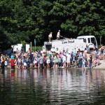 Restocking trout at a lake