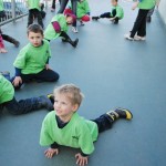 Children preparing to run with Glenn harkness