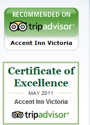Accent Inns Victoria BC hotel chain receives TripAdvisor 2011 Certificate of Excellence for all 5 hotels