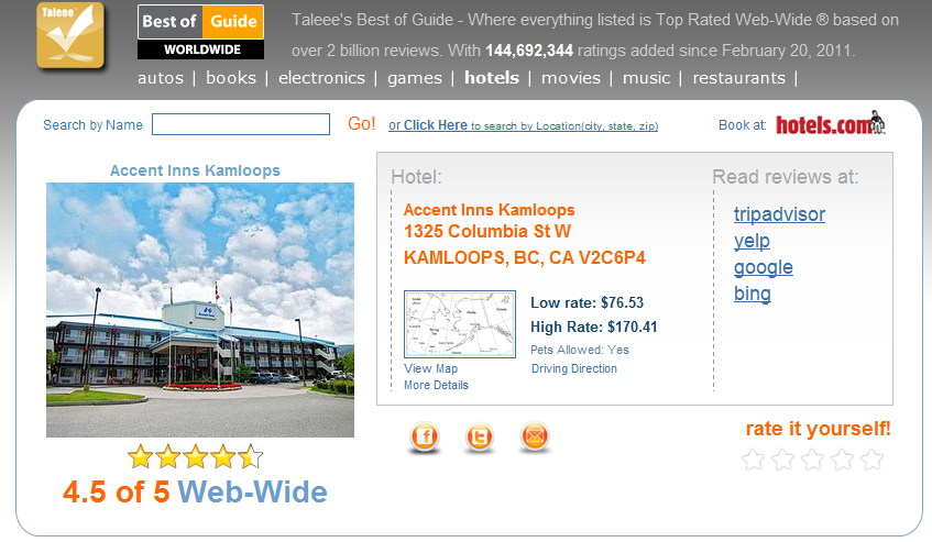 Accent Inn Kamloops hotel gets listed as best of the web