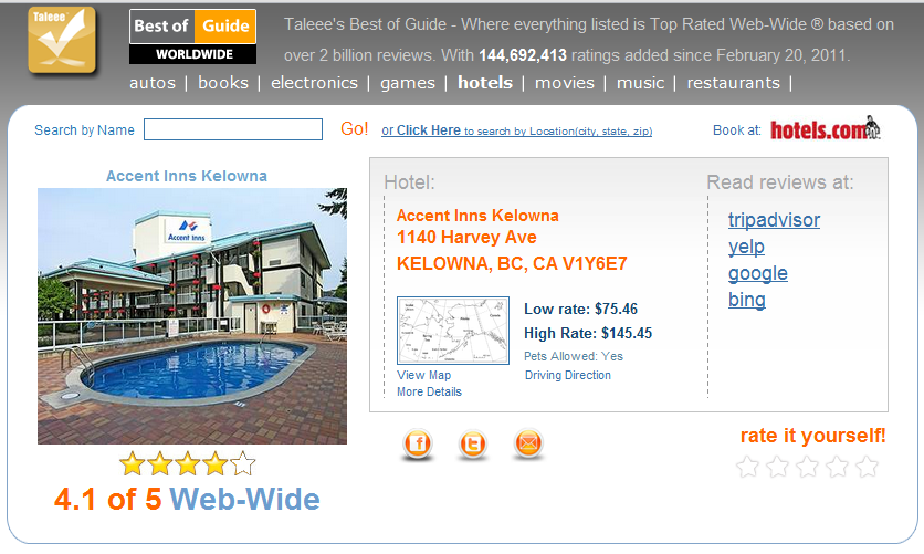 Accent Inn Kelowna hotel rated best of the web 