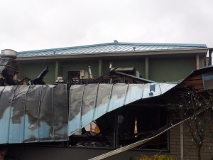 What's left of the ABC restaurant looking towards the Accent Inn Victoria hotel