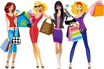 Shopping-Girls-Vector-Illustration